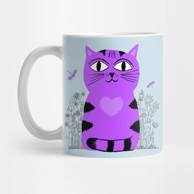 Bright Eyed Purple Kitty With Big Heart In The Garden by LittleBunnySunshine